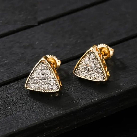 2ct Diamond Solid 925 Sterling Silver Womens | Mercari 2ct Diamond 18K Gold Screw On Womens Earrings Triangle Studs Jewelry 18 Karat K